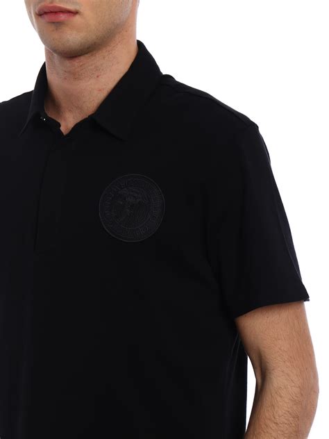 maglia polo versace uomo nera logo medusa manica lunga|Versace Collection Men's Medusa Logo Regular Fit Pique Polo .